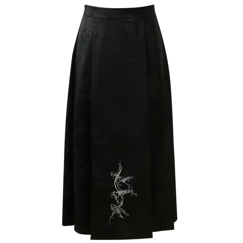 

Sancai Падающие бусины на тень бумаги Новая вышитая макси-юбка в китайском стиле с рисунком Лицо лошади S