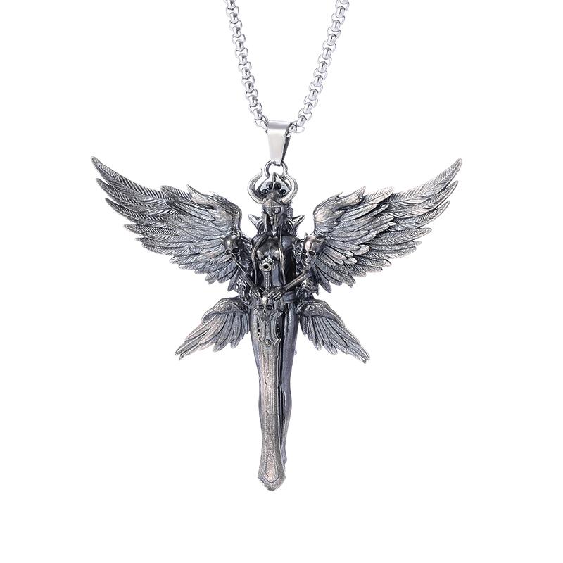 

Retro wings angel pendant necklace men and women trendy cool jewelry