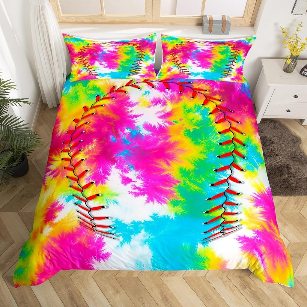Tie-Dye Duvet Cover Set For Kids Boys Teens Queen Lightweight Quilt Covers Abstract Hippie Themed Boho Bedding Set Bedroom Decor