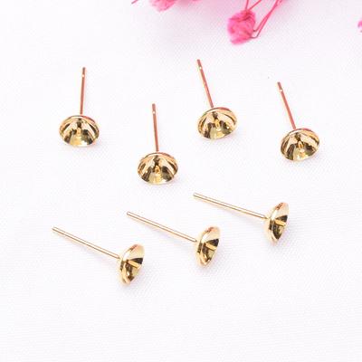 10st 18K Guld Kors Skål Nål S925 Sterling Silver Nål DIY Handgjord Skål Nål Pärlhållare Örhängen Smyckestillbehör