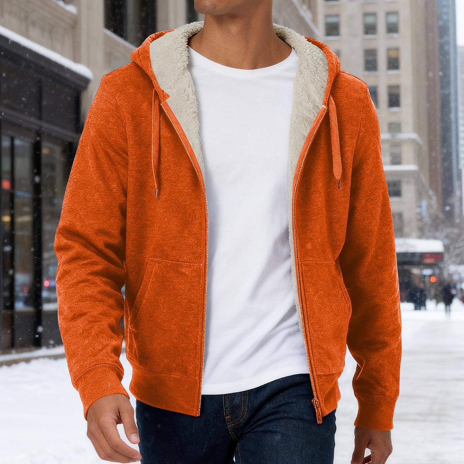 

Men s Long-Sleeve Thickened Fleece-Lined Hoodie | Fashionable & Casual With Pockets, Ideal For Fall And Winter XXL шафрановий