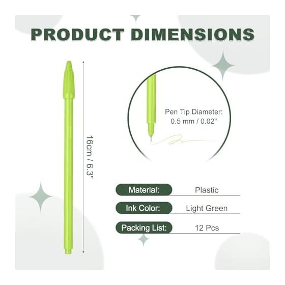 PATIKIL 12 Pcs Light Green Gel Pens, 0.5mm Fine Point Gel Ink Pens, Smooth Writing Gel Pens for Journaling, Notes, Office Stationery, Drawing,