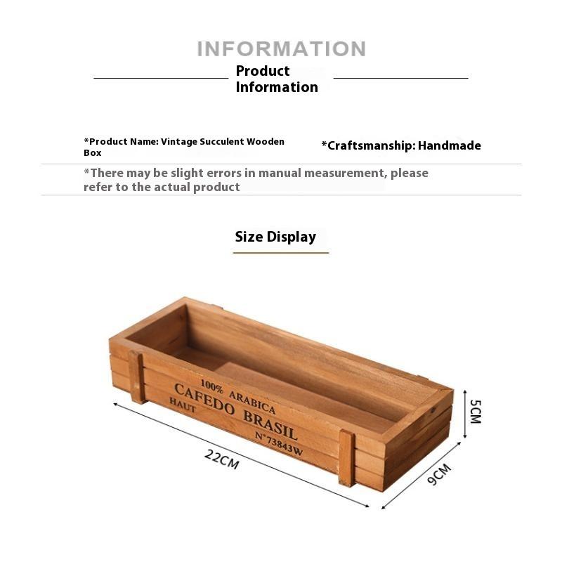 Retro Garden Plant Pot Vintage Wooden Storage Box For Sundries Stationery Pen Box Succulents Flower Pots Balcony Home Decoration