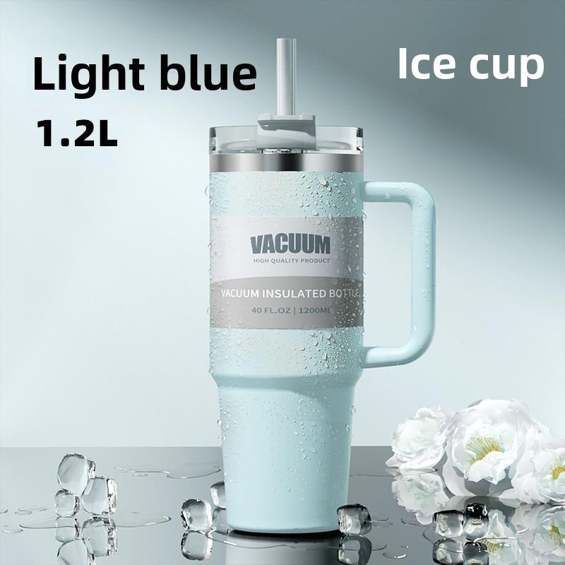 40oz Stainless Steel Car Mug With Handle And Straw For Travel And Office Use