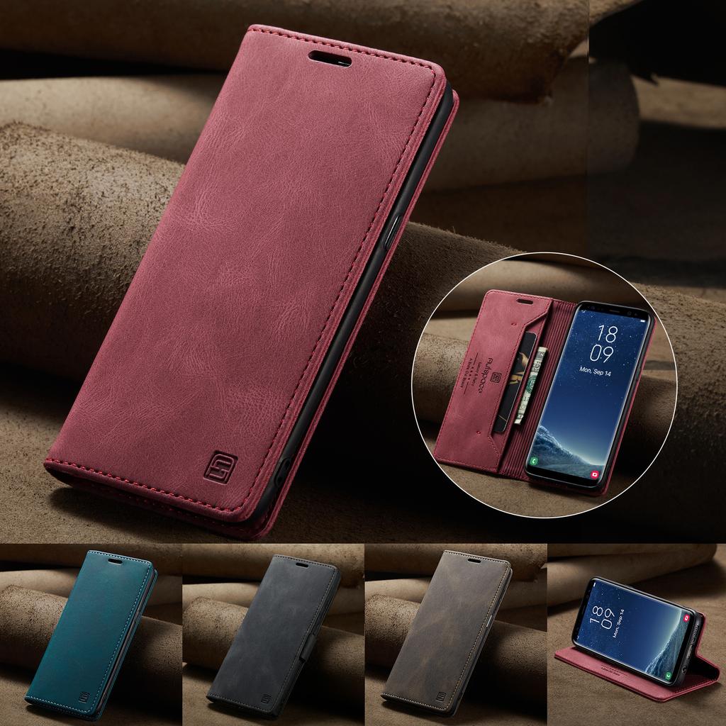 For Samsung Galaxy S8+ Wallet Case AUTSPACE A01 Leather Stand Cover with RFID Blocking Card Holder