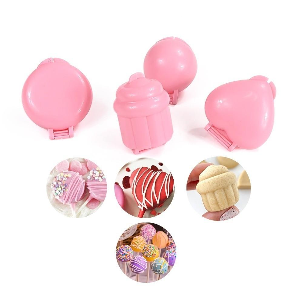 4pcs Heart Cake Round Shape Cake Pop Mold Set Pink Purple Cake Pop Shaper for Party Treats