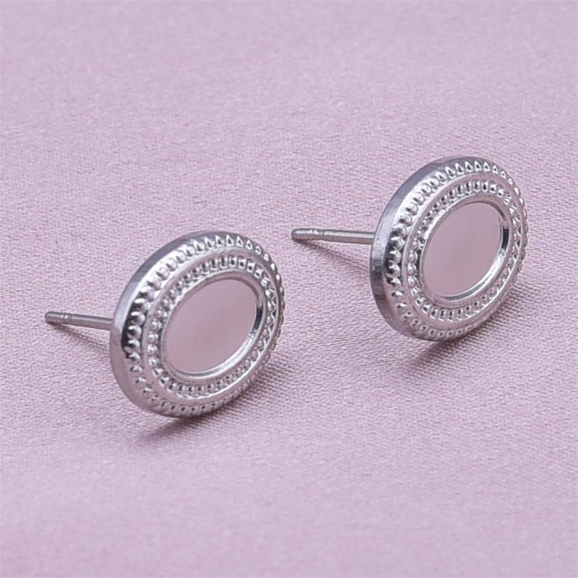 High Quality Piercing Ear Studs Round Fatima Hand Blank Charm Earring Stainless Steel Earrings For Women Men Handmade Materials