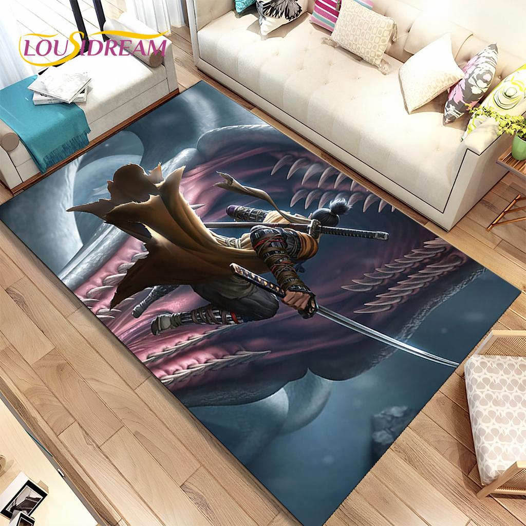 3D HD Sekiro Series Game Gamer Area Rug,Carpet Rug for Home Living Room Bedroom Sofa Doormat Decor,kids Play Non-slip Floor Mat