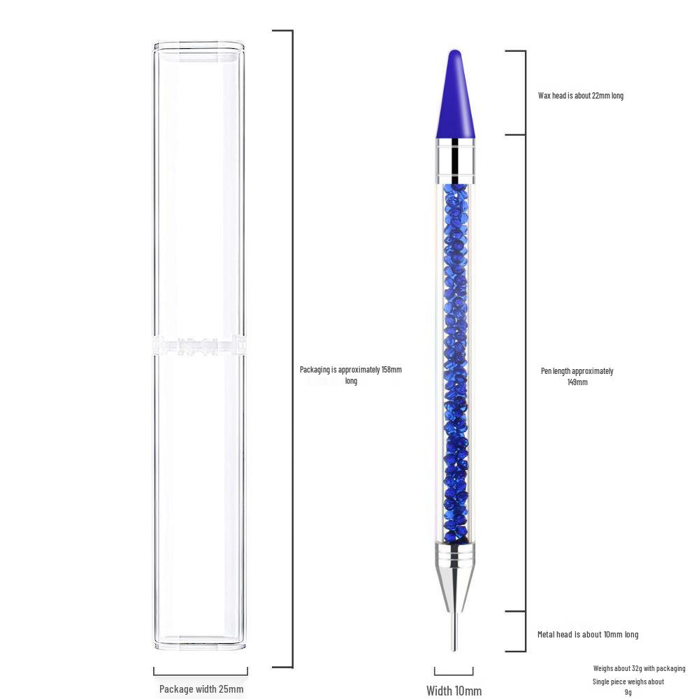 Double-ended Nail Art Rhinestone & Dotting Pen: Acrylic Wax, Adhesive, Drill Suction Pen for Nail Art.