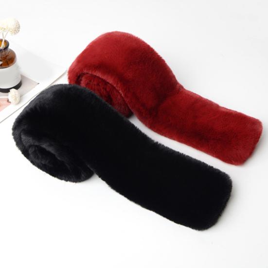 Cross Scarf Faux Rabbit Fur Double-sided Thickened Soft Washable Keep Warm Pure Color Autumn Winter Women Neck Warmer Collar Scarf for Outdoor