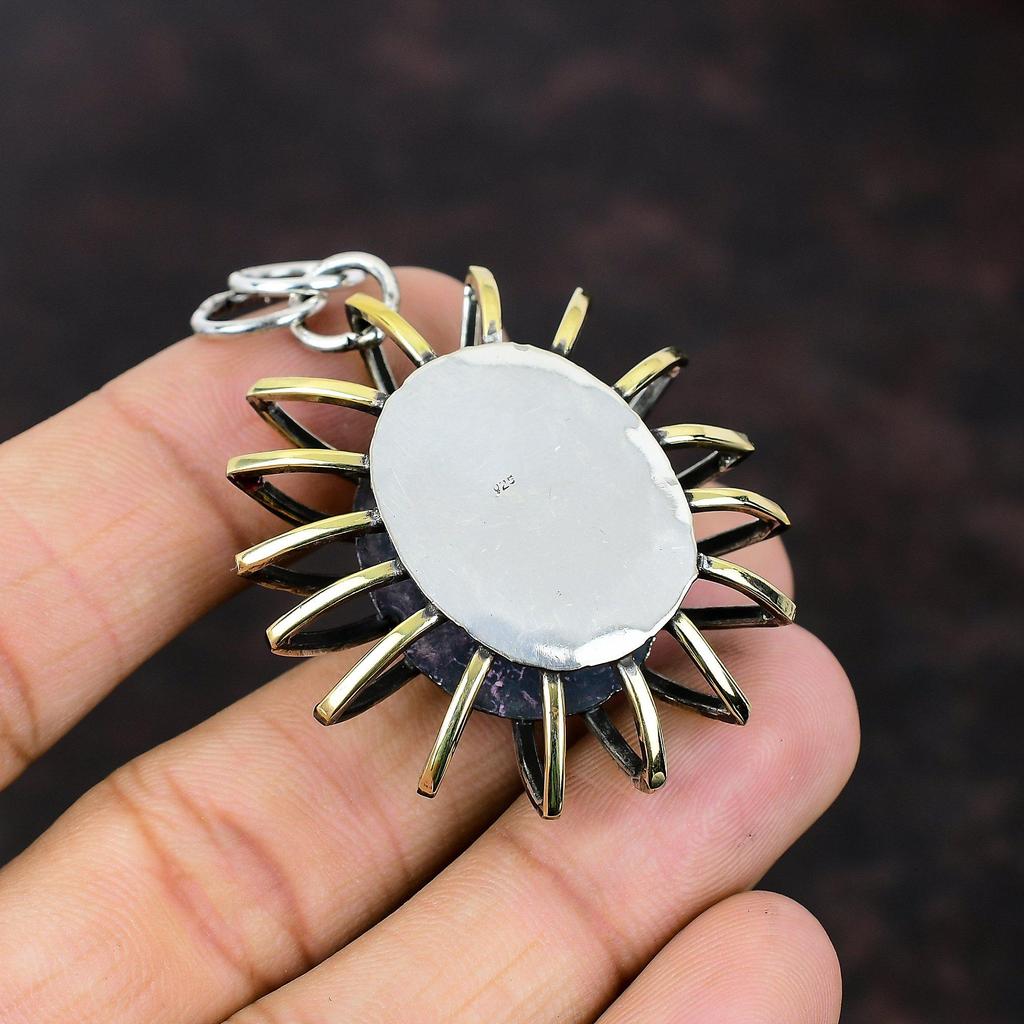 Moroccan Mud Crack Fossil Pendant Handmade Cage Jewelry 925 Sterling Silver Pendant Gemstone Jewelry 18K Gold Plated Pendant Gift For Friend