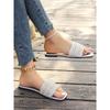 Ladies' Multi-layer Sparkling Diamond Toe Cover Sandals -Suitable for Casual, Party, Vacation, Fashionable Black Beach Shoes | Rubber Sole Single Shoe