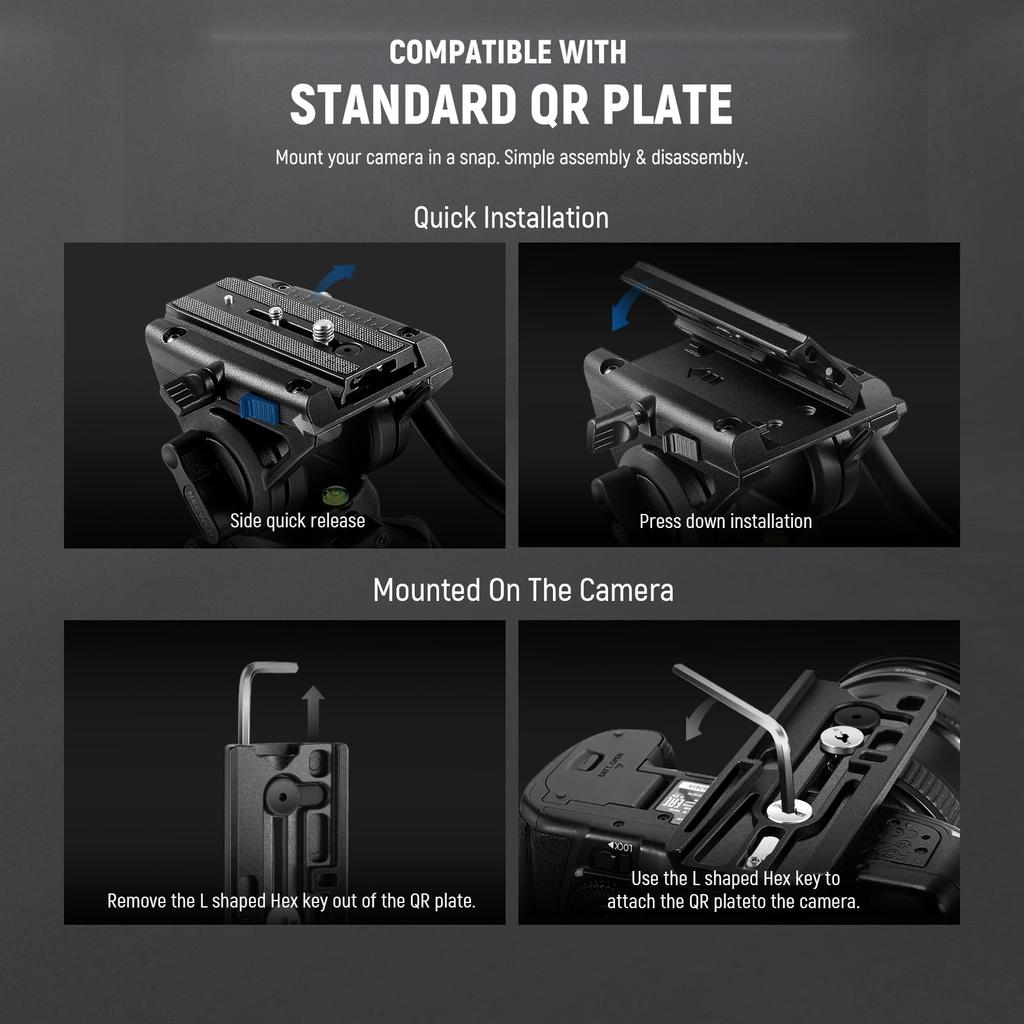 NEEWER GM76 Professional Camera Monopod with 179cm Telescopic Portable Aluminum Travel Monopod with Pan and Fluid Head and Detachable Tripod Base for