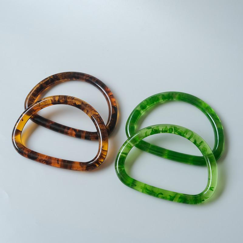 Neue Frau Tasche Zubehör grün Bernstein Acryl Harz Tasche Teile Luxus handgefertigte Armband Frauen Ersatz Tasche Griff Reif