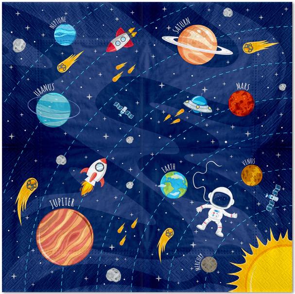 Napkins Space Rocket Birthday 33X33Cm 10Pcs