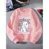 Crewneck Sweatshirt for Girls Featuring a Dreamy Pastel Unicorn And Rainbow Design, Suitable for Machine Washing. Ideal for Spring And Autumn