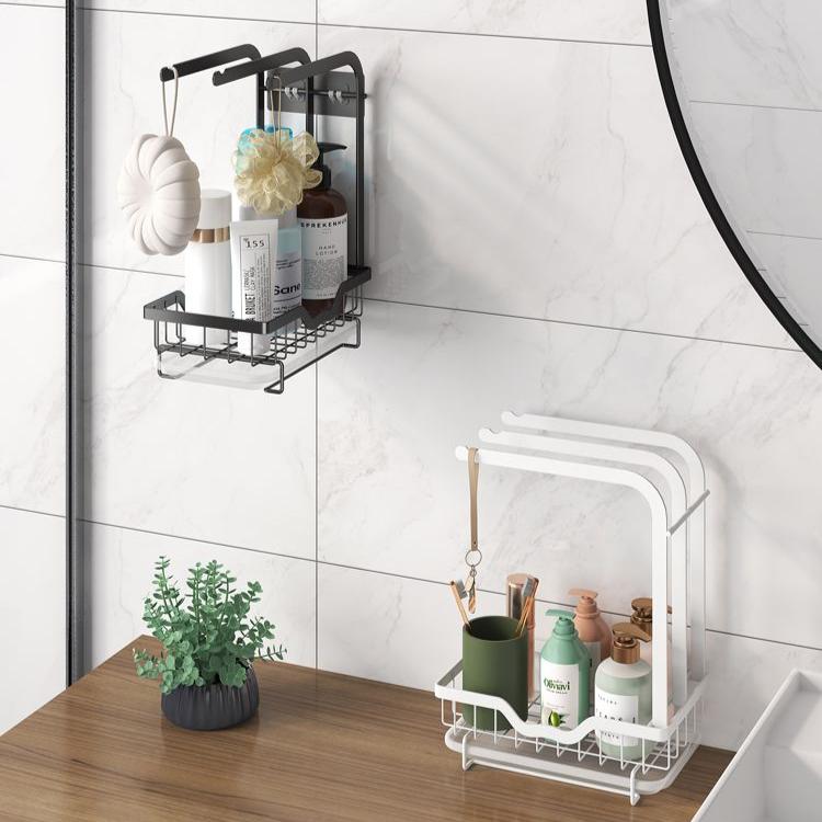 Hoher und niedriger Stangen-Kleiderständer Küchenregal Nicht perforiert Arbeitsplatte Wandmontiert Schwamm-Abtropfgestell Spüllappen-Aufbewahrung