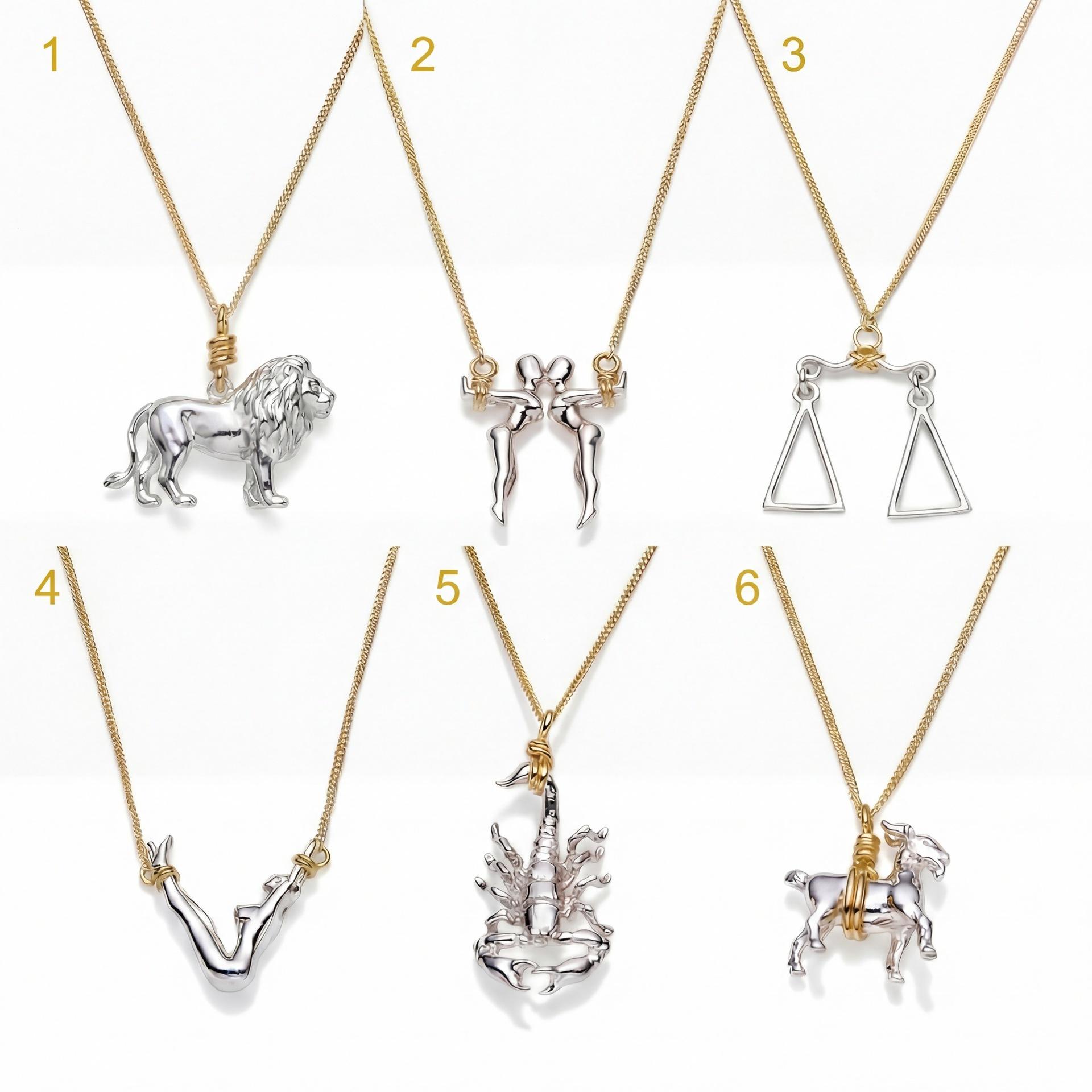 Twelve Constellations Retro Pendant Necklace Shape Overseas Exquisite Niche Versatile Collarbone Chain Personalized Copper
