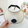 Wide Brim Sun Hat With Fan Breathable Solar Powered Fan Outdoor Visor Hat Empty Top Sunshade Beach Sunshade Hat Women