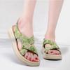 2026 Summer Women's Floral Embroidered Platform Sandals Holiday Shoes Comfort Retro Chunky Sandals 3cm Casual Daily Green White
