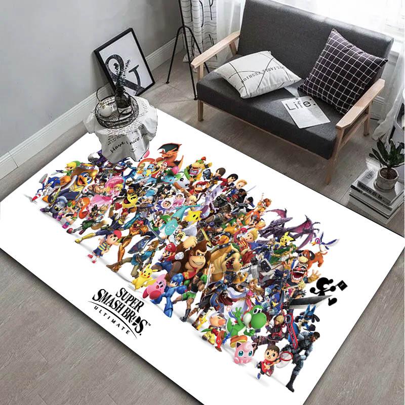 Tapis Tapis Art Personnage de Jeu S-smash-B-Bros U-ultimate pour Décoration de Pièce Maison Chambre Canapé Cadeau Tapis de Sol pour Zone d'Enfants Tapis de Sol Antidérapant