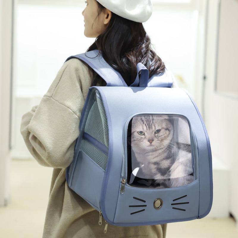 Foldable Transparent Cat Backpack - Portable Double Shoulder Outdoor Carrier