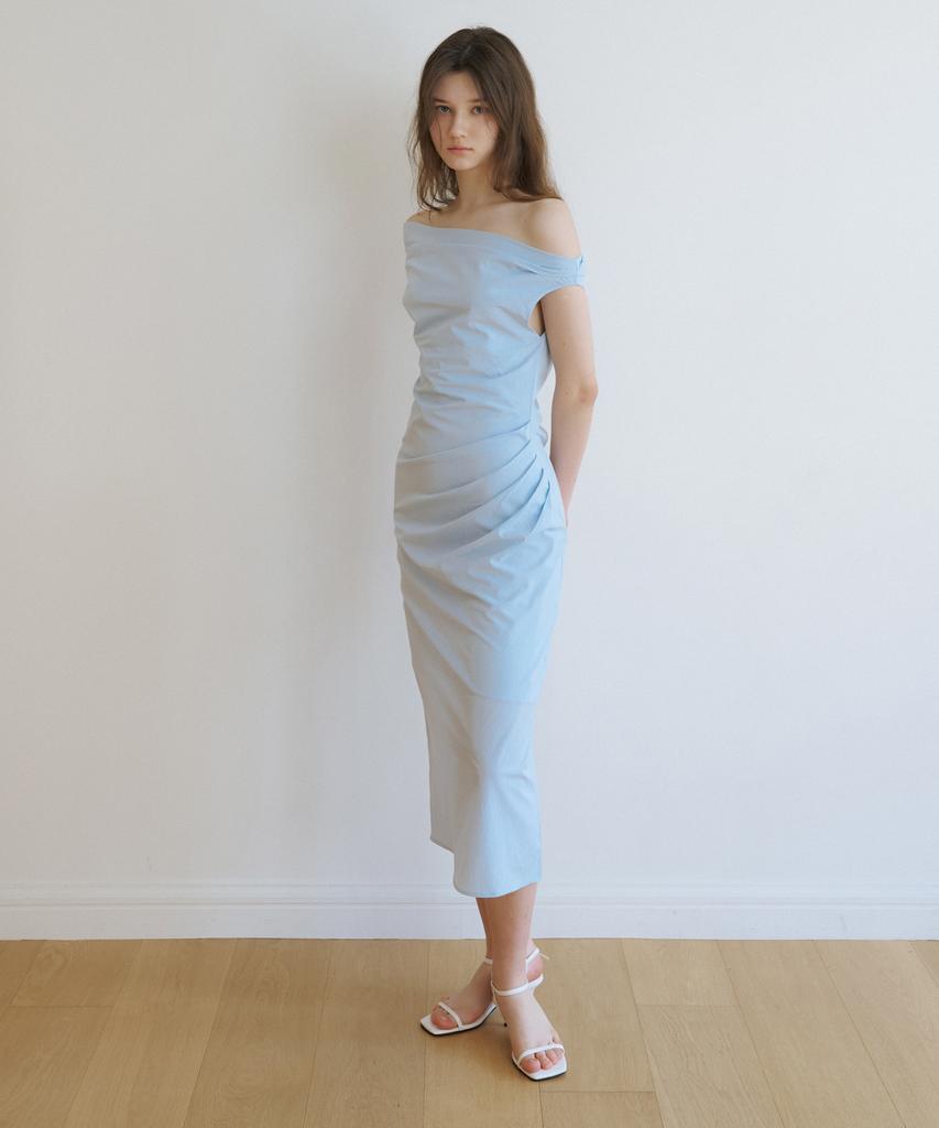 Riorg Wa Unbalanced Drape Sleeveless Ops Sky Blue