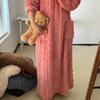 Coral Fleece Jacquard Nightgown Winter Pajamas Warm Homewear Nightdress