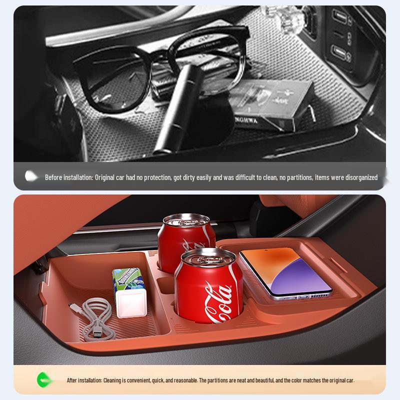 Compatible with silicone storage boxes, eyeglass cases, and accessories under the center console for 25 Changan CS75 models.
