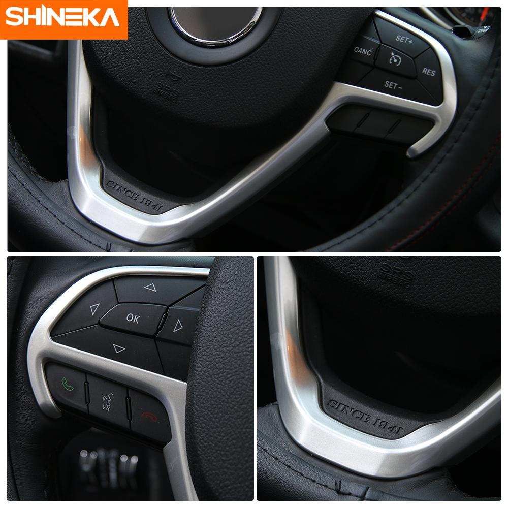 SHINEKA Interior Stickers For Jeep Cherokee 2014+ Car Steering Wheel Decoration Cover Accessories For Jeep Grand Cherokee