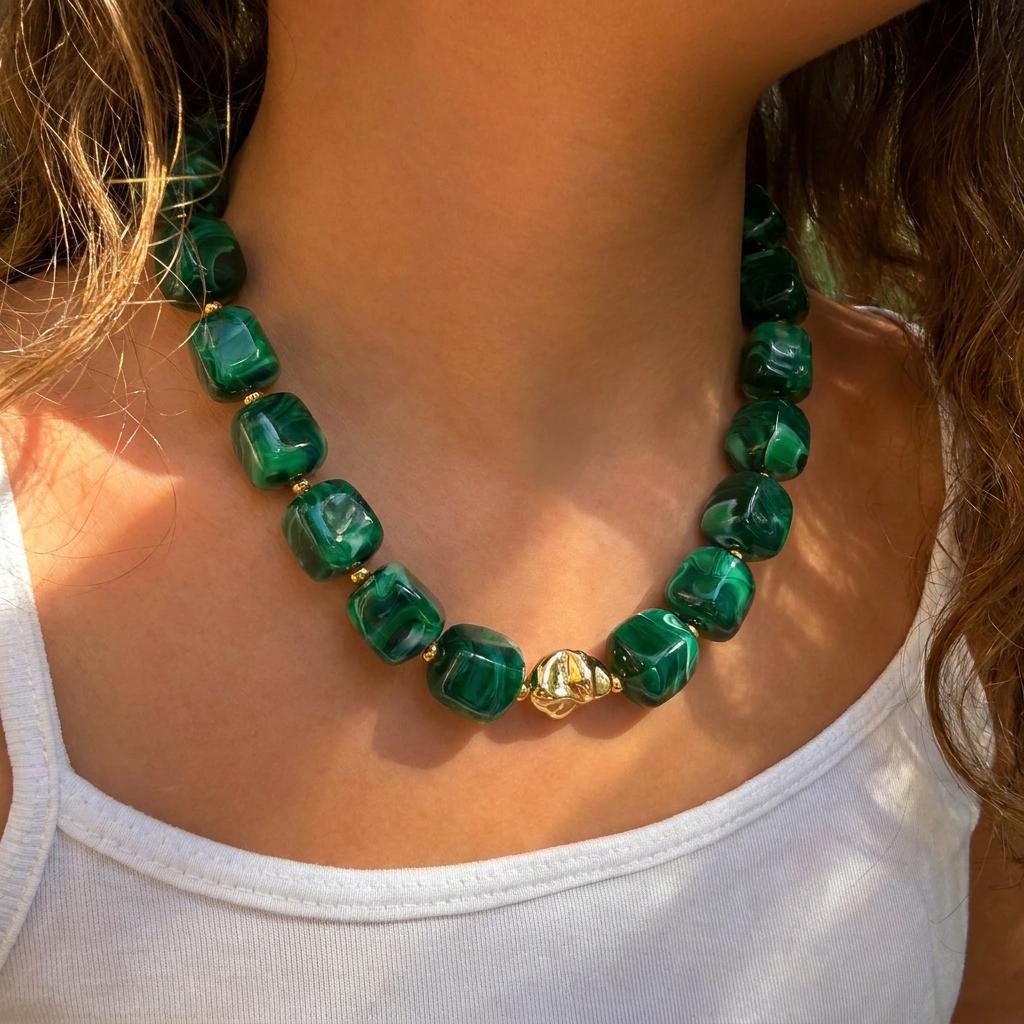Boho Colorful Acrylic Resin Beaded Choker Necklace For Women Vintage Dopamine Statement Chain On the Neck Party Holiday Jewelry