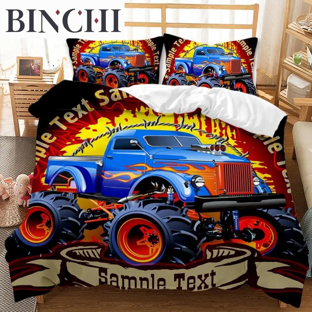 Engineering Vehicle Duvet Cover Set Engineering Vehicle Pickup Truck Off Road Vehicle Polyester Bedding Set Double Queen King