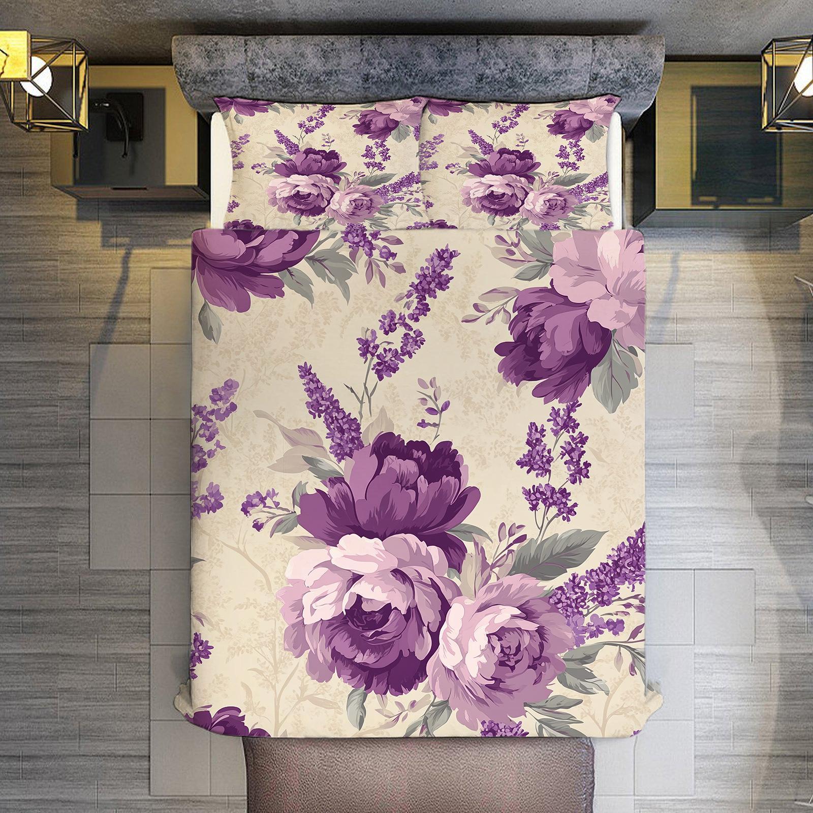 

Purple Dill Flower Printing Quilt Cover, Pillowcase, Quiet Resting Corner 3D Digital Printing Three-Piece Set 70 * 133cm (and 75cm * 50cm)