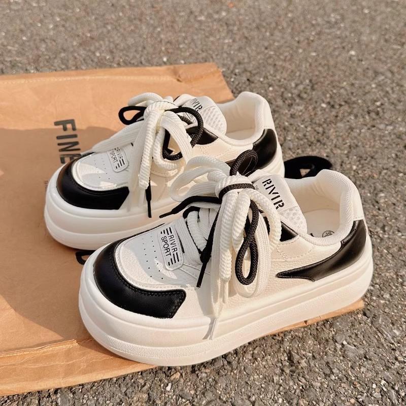 Fashion Thick Bottom Round Head Big Head Shoes for Women 2024 Spring New Small Niche Fashion Casual Small White Shoes