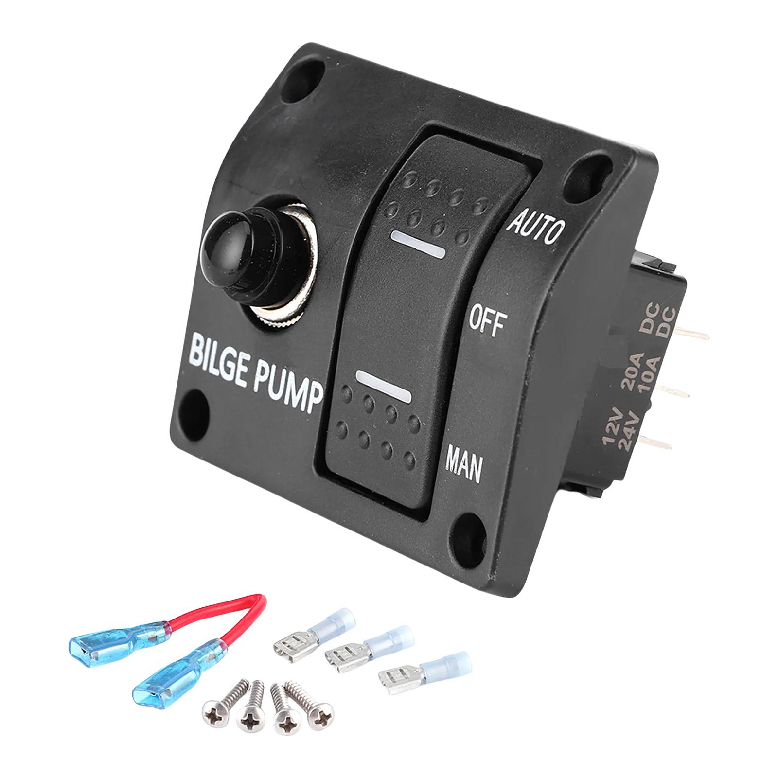 

3 Way Switch Panel 12V/24V Boat Bilge Pump Marine Bilge Pump Switch Panel Automatic Pump Switch Waterproof Switch Panel 1