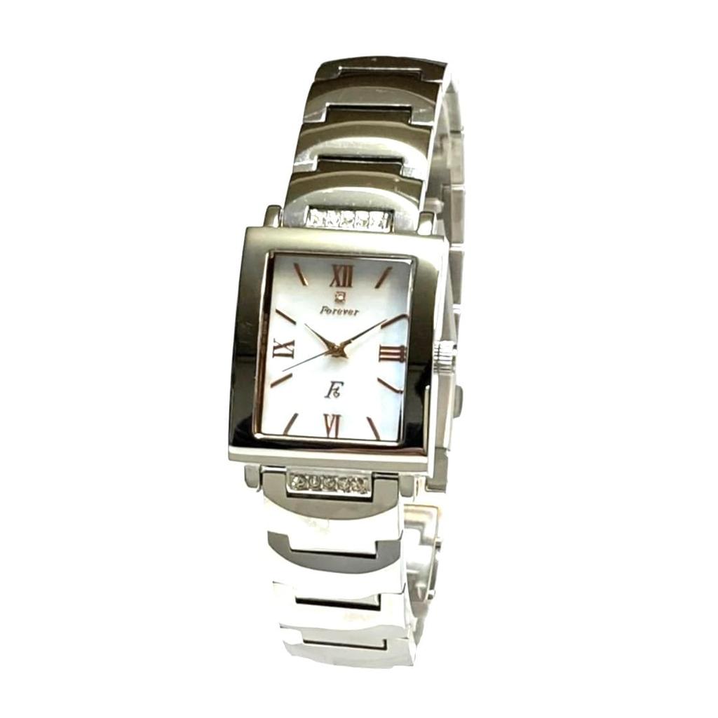 Men's Watch Forever Shell Dial Watch with Beautiful Crystals Includes Simple Belt Adjustment Tool FOREVER FG-1205-1PG (white/PG)