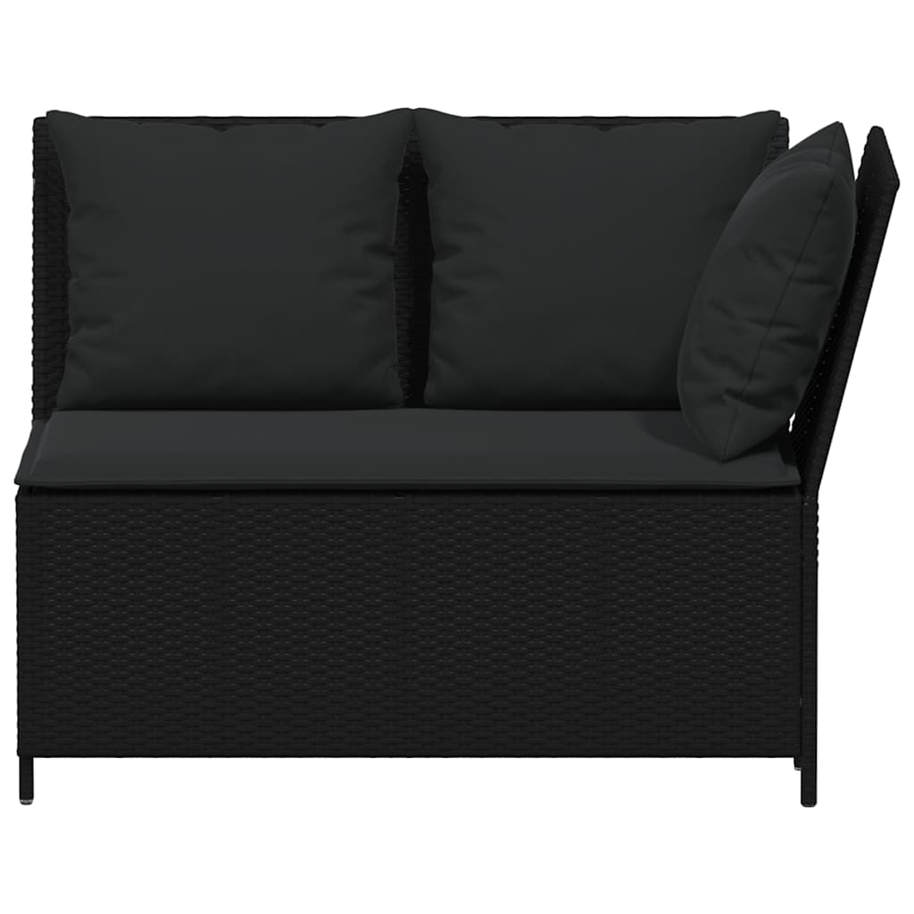 3 Piece Garden Sofa Set with Cushions Black Poly Rattan
