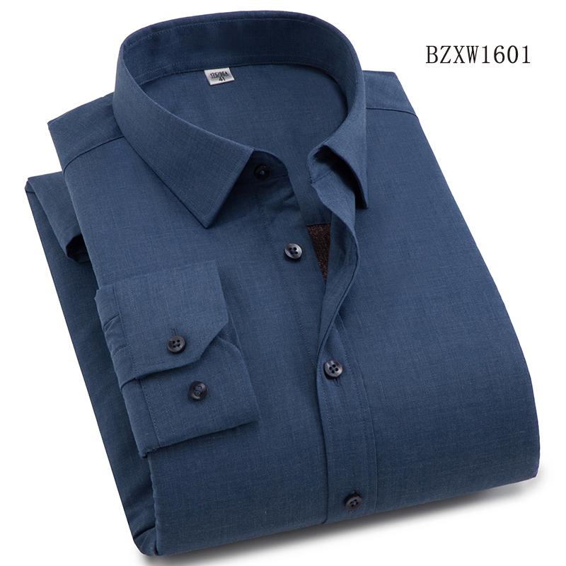 

Осенне-зимняя рубашка с внутренним слоем из бамбукового волокна и шерсти, высококачественная, теплая, с длинным рукавом, мужская 39