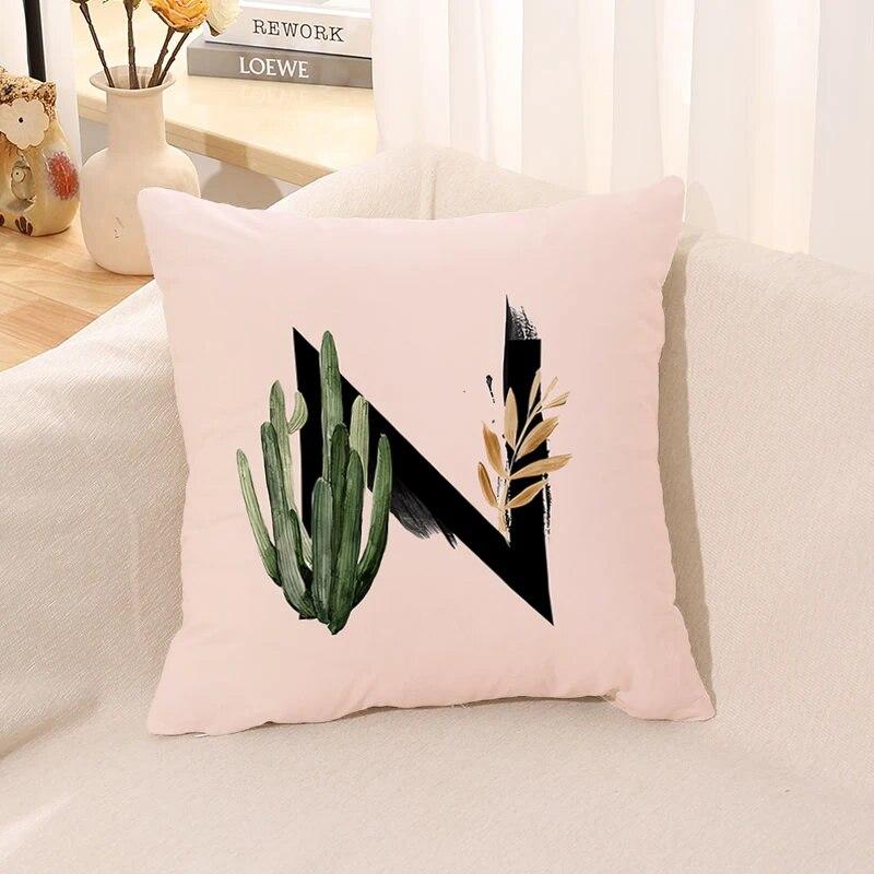 Pink Letter Printing Pillowcase Cushion Cover Autumn Decorative  Anime    Sofa