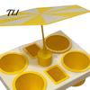 Portable Outdoor Tray Beach Snack & Drink Table, 3D Printed Sand Table with 6 Compartments, Travel Coffee Cup Holder Mini Beverage Slots for