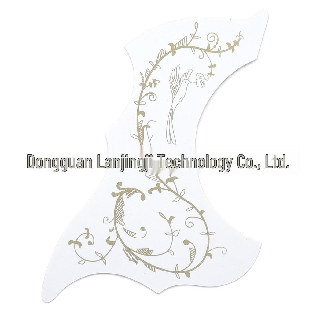 40-41 Zoll Linke/Rechte Hand Blumengemaltes und Vogelbemaltes Holzgitarren-Schlagbrett mit Kratzschutz & Kleberückseite