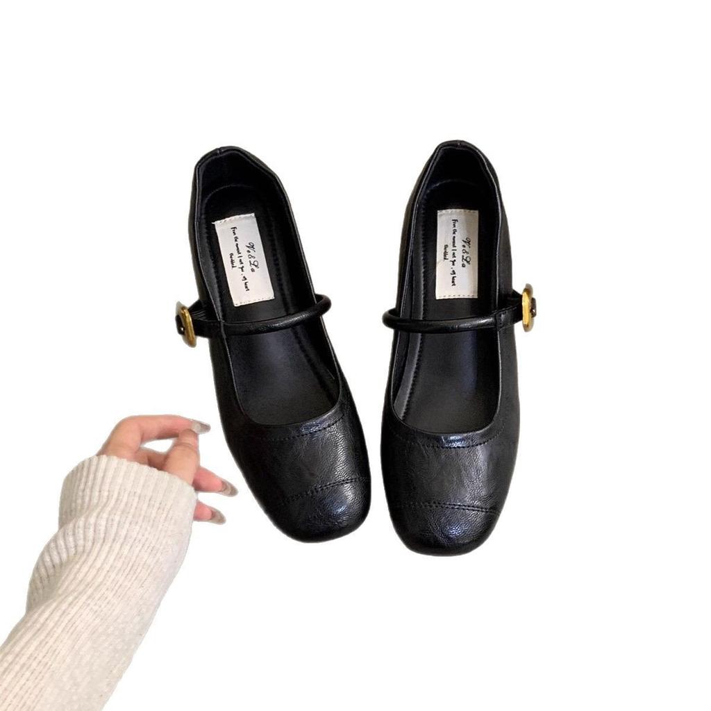 French Spring Mary Jane Shoes Korean Version Shallow Mouth Single Shoes Women'S Evening Wind 2025 Small Leather Shoes Medium Thick Heel New