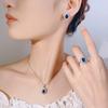 Huamei Jewelry Set Light Luxury Blue Spinel Color Treasure Earrings Necklace Ring Simple Women'S