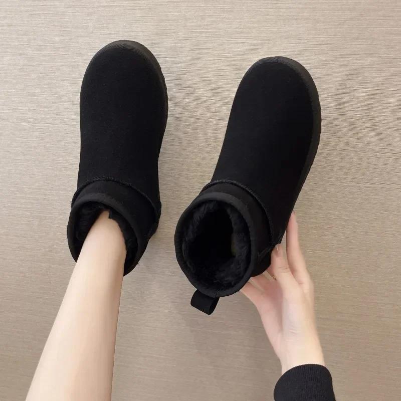 fashion Women's Shoes Australian Boots Winter Footwear Round Toe Flat Heel Boots-Women Fashion Snow Low Ladies Ankle Cotton 36-42
