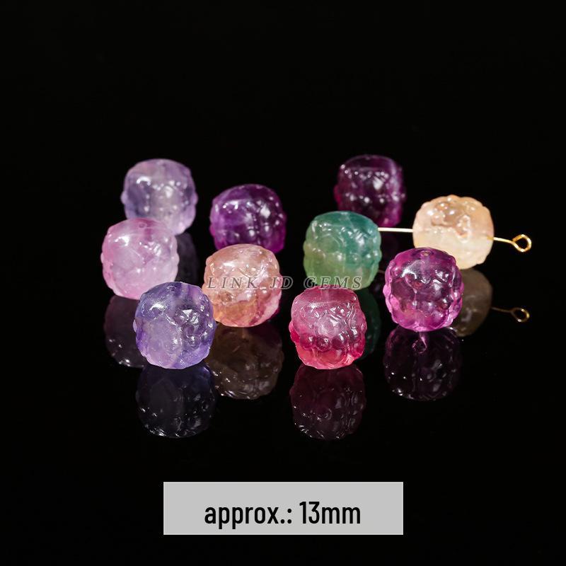 

Драгоценности Цзиндэ Натуральный Разноцветный Флюорит Подвеска Ваджра Кристальная Резьба Шарм See Image for Size