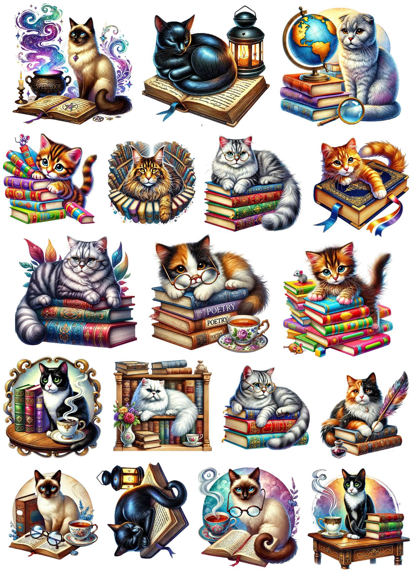 

18pcs Creative Cute Self-made Cute cartoon book cat DIY Stickers Diary Album Decoration Scrapbooking Child Stationery Stickers белый