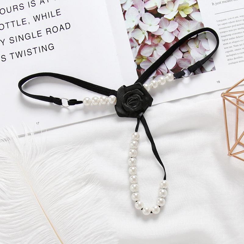 Sexy Lace-up Open Thong T-pants Women's Transparent Lace-trimmed Panties Combination Set