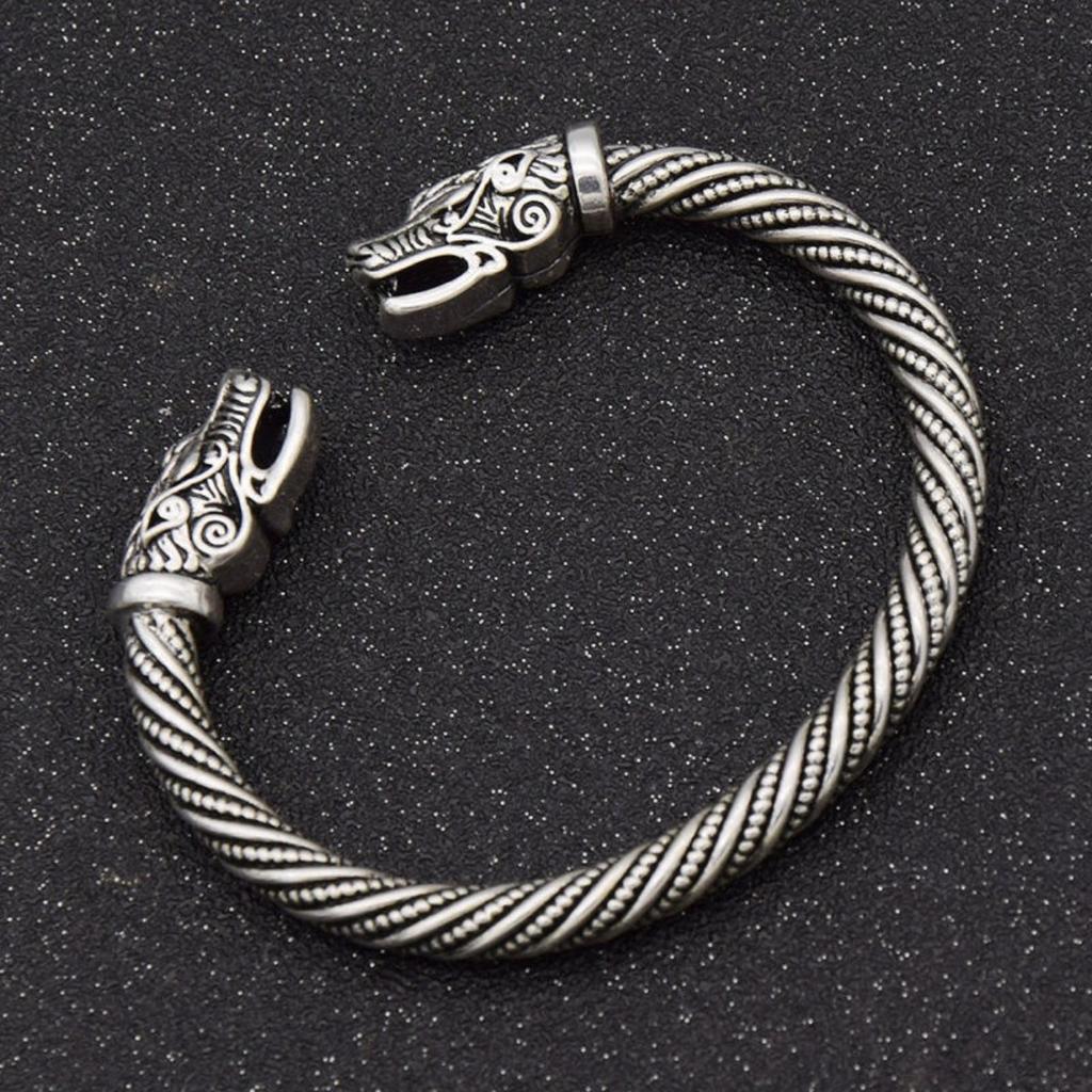 Vintage Silver Teen Wolf Bracelet Indian Jewelry Viking Bracelet Men's Wristband Cuff Bracelet Men Women's Fashion Accessori