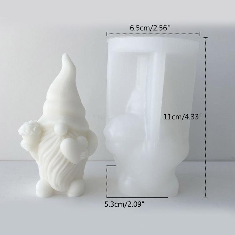 Gnome Candle Silicone Mould Cute Valentines Heart Dwarf Plaster Silicone Mold Old Man Ornaments Mold for DIY Crafts