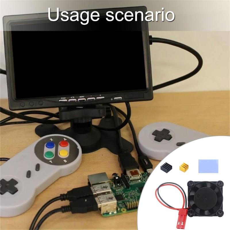 Brushless CPU Cooling Fan With Aluminum Heatsink Silicone Pad Heat Dissipation Fan For RPI 4B/3B+ Development Board